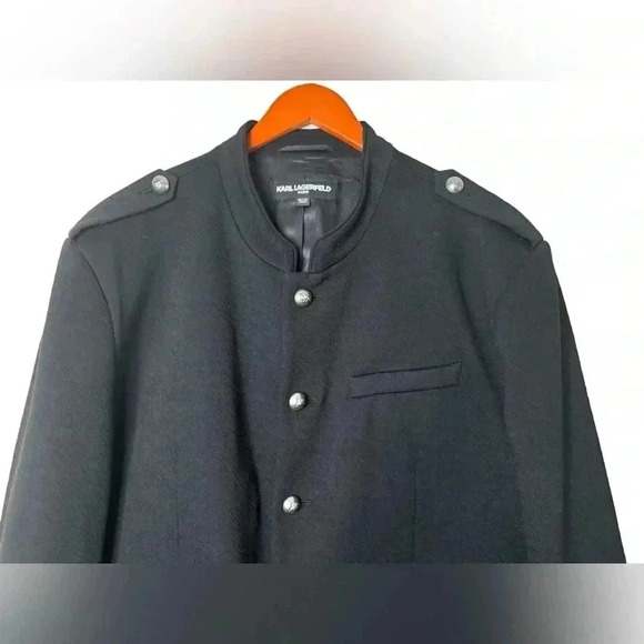 KARL LAGERFELD BLACK OFFICER’S COAT SIZE XXL - Picture 8 of 15